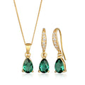 Gold Set Perhiasan Perak 925 Wanita Gemstone Green Quartz Gold Plated