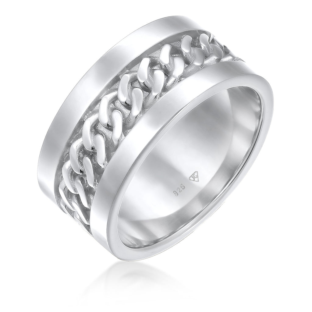 Silver Cincin Perhiasan Perak 925 Wanita Chain Design Wide