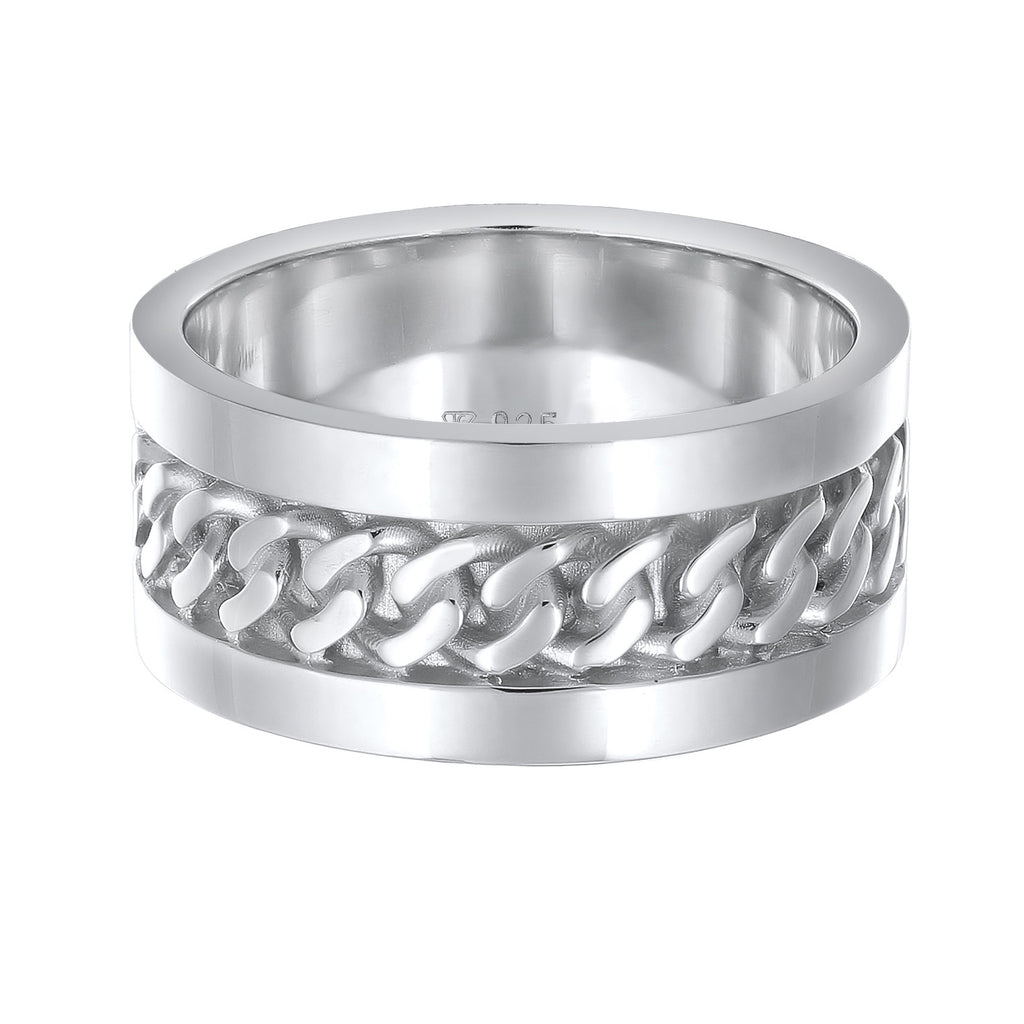 Silver - Elli | Embedded Chain Band Ring 925 Silver