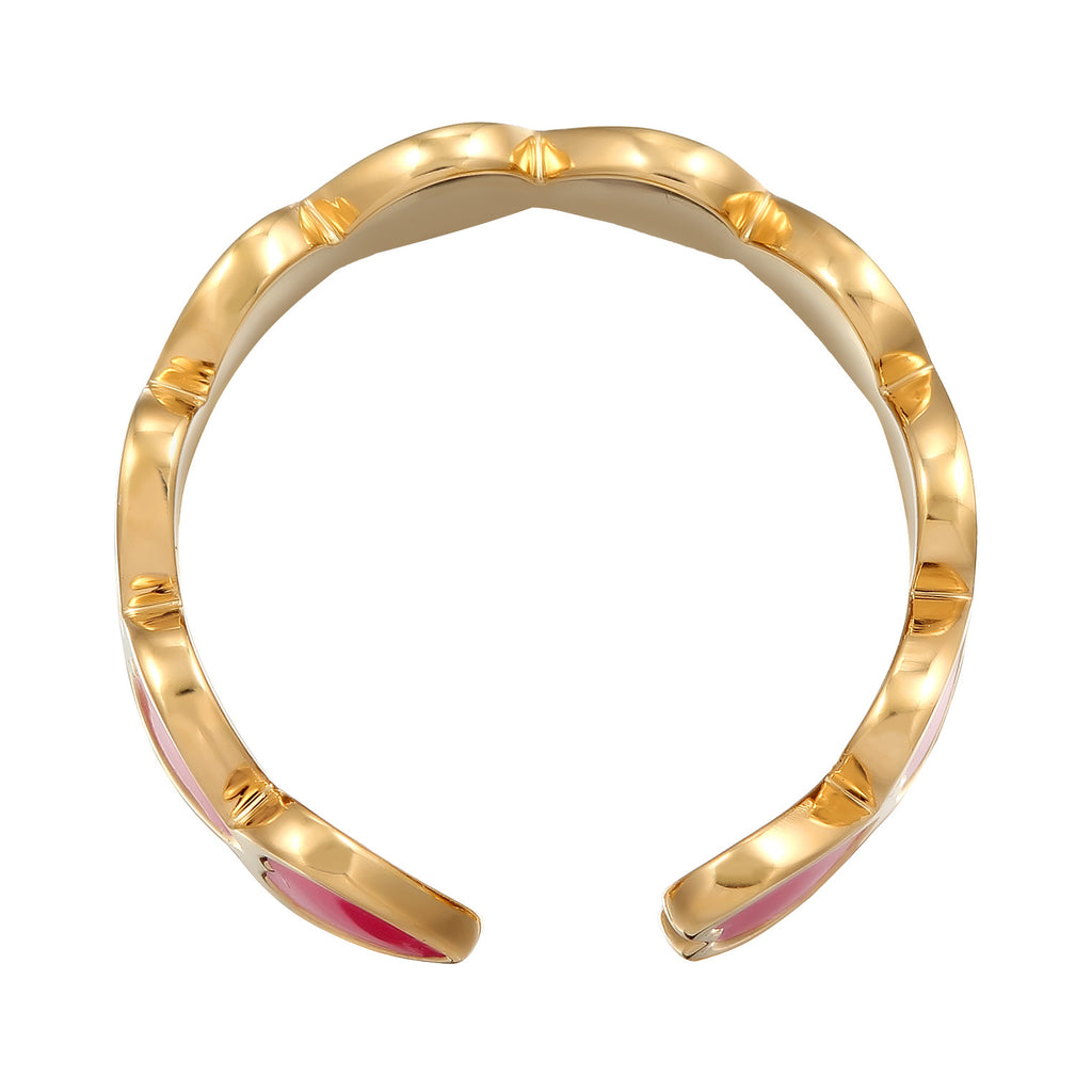 Gold Cincin Perhiasan Perak 925 Wanita Love Open Gold Plated