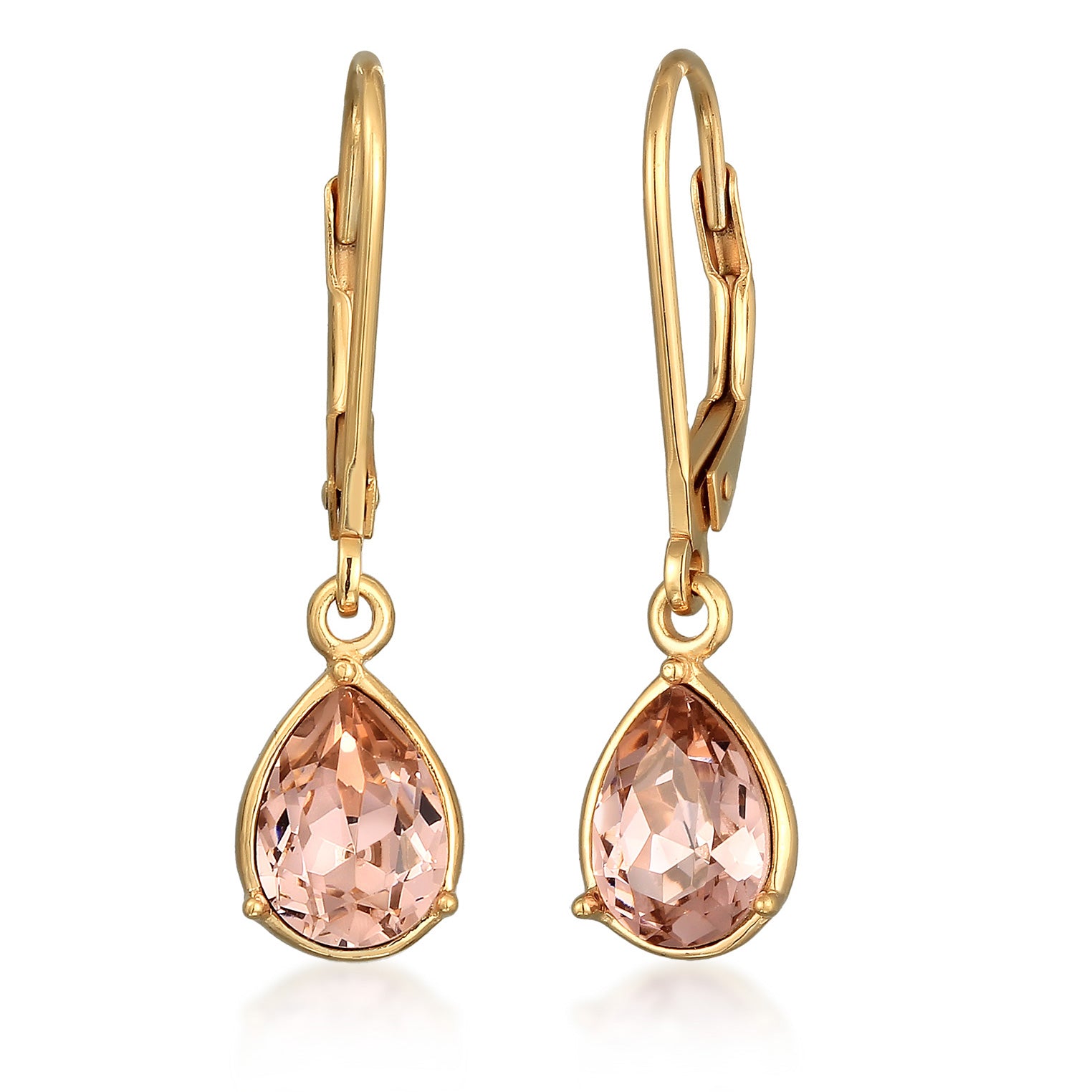 Gold Perhiasan Wanita Perak Asli - Silver Anting Hangers  Crystal Drops Gold Plated