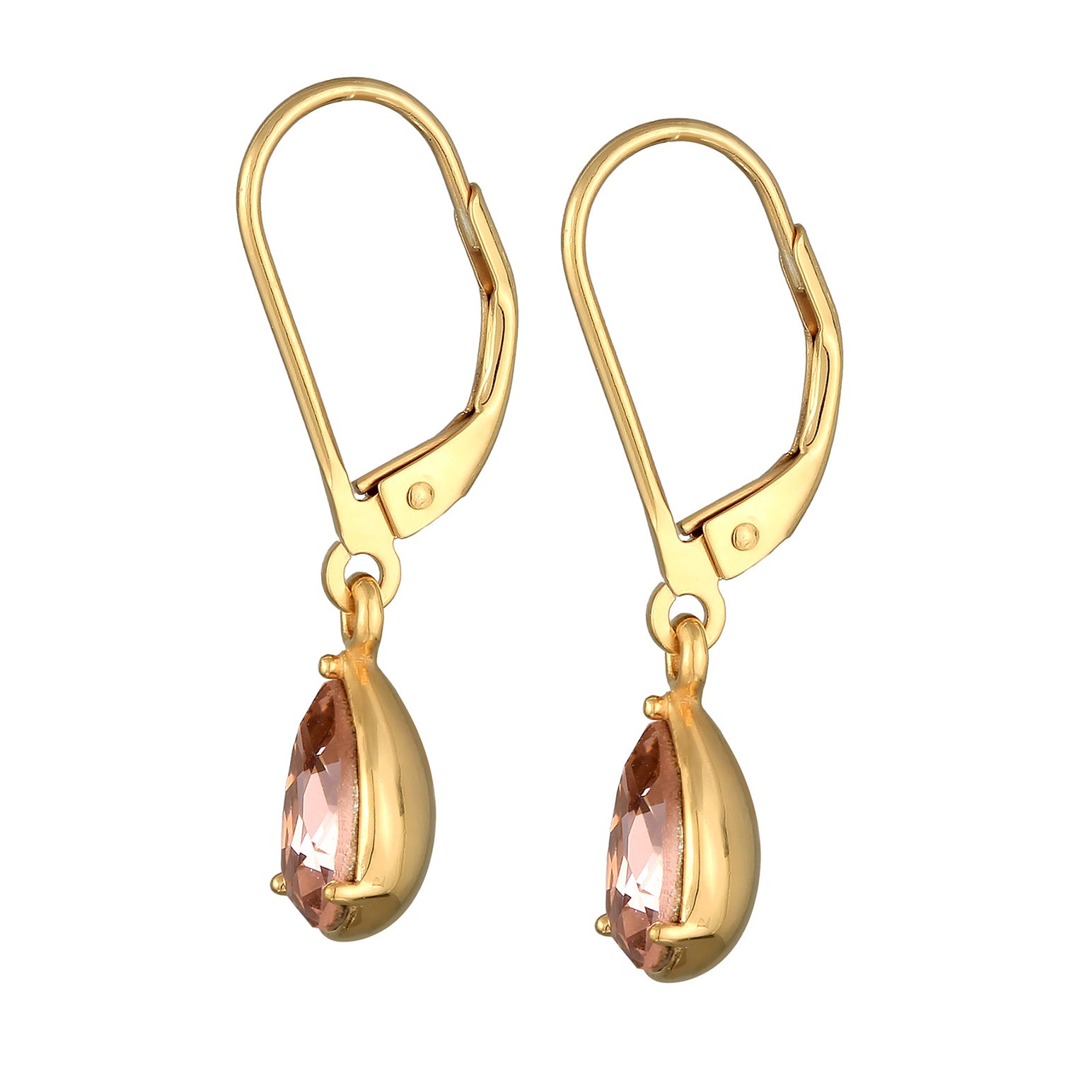 Gold Perhiasan Wanita Perak Asli - Silver Anting Hangers  Crystal Drops Gold Plated