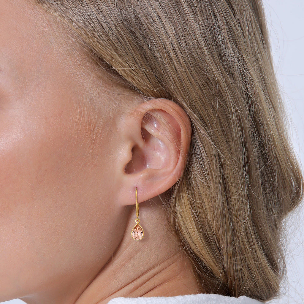 Gold Perhiasan Wanita Perak Asli - Silver Anting Hangers  Crystal Drops Gold Plated