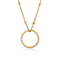 Gold Kalung Perhiasan Perak 925 Wanita Pendant Circle Twisted Balls Gold Plated