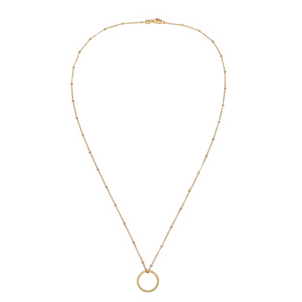 Gold Perhiasan Wanita Perak Asli - Silver Kalung Pendant Circle Twisted Balls Gold Plated