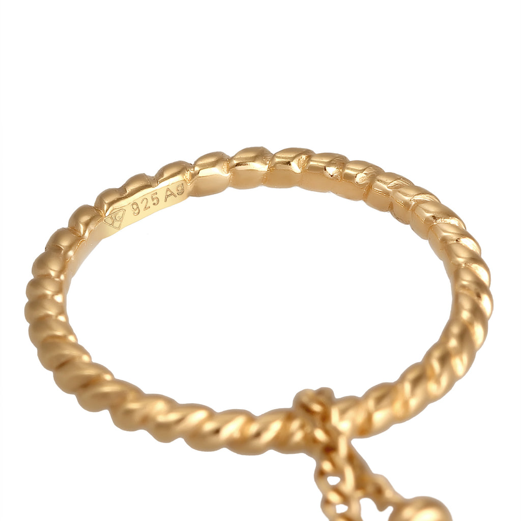 Gold Perhiasan Wanita Perak Asli - Silver Kalung Pendant Circle Twisted Balls Gold Plated