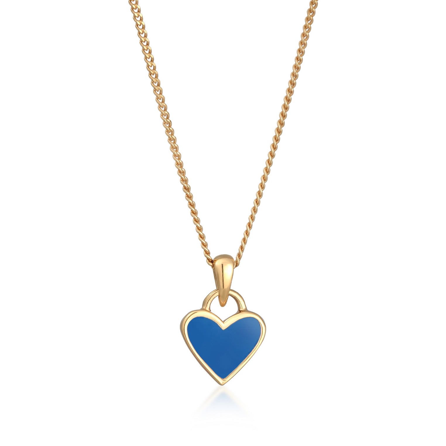 Blue Perhiasan Wanita Perak Asli Lapis Emas Kalung Heart Pendant Blue Enamel