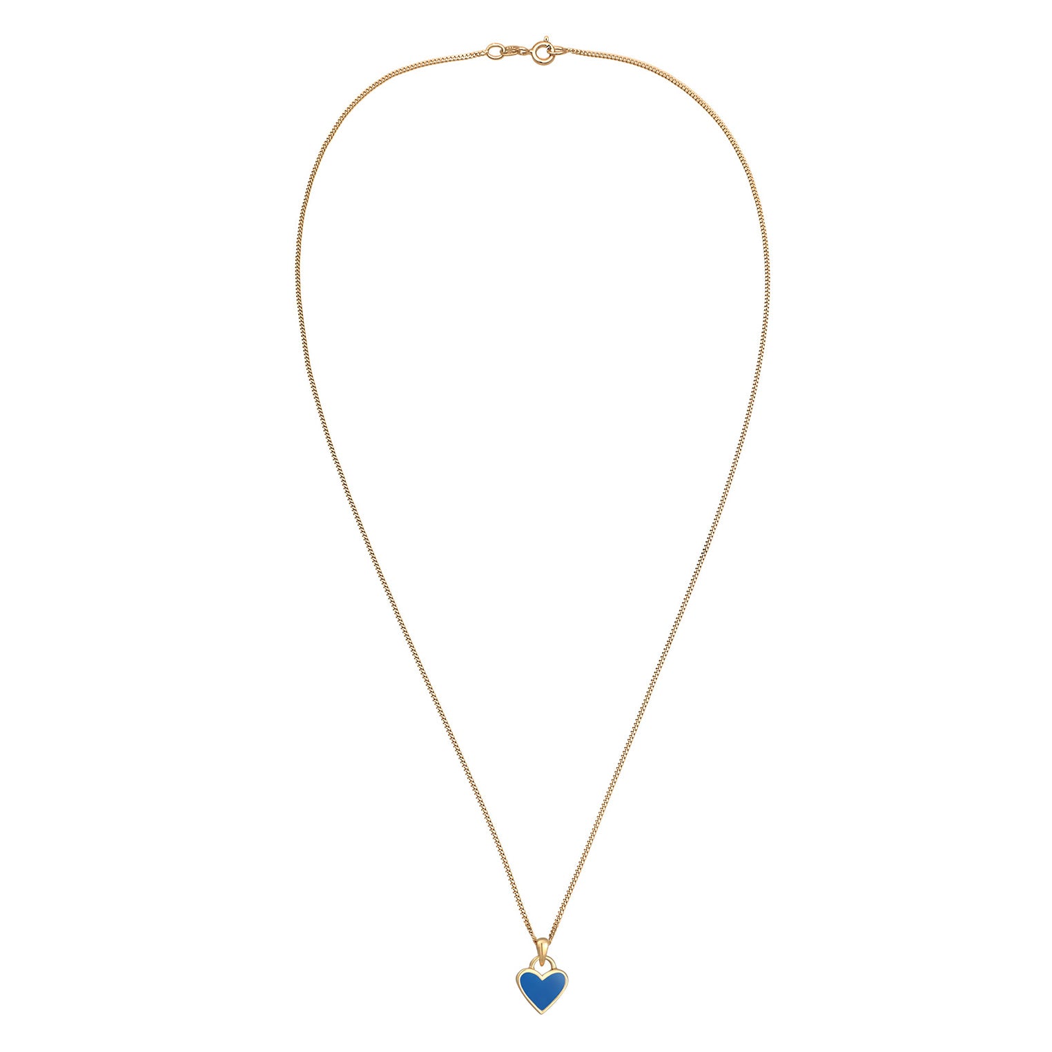 Blue Perhiasan Wanita Perak Asli Lapis Emas Kalung Heart Pendant Blue Enamel
