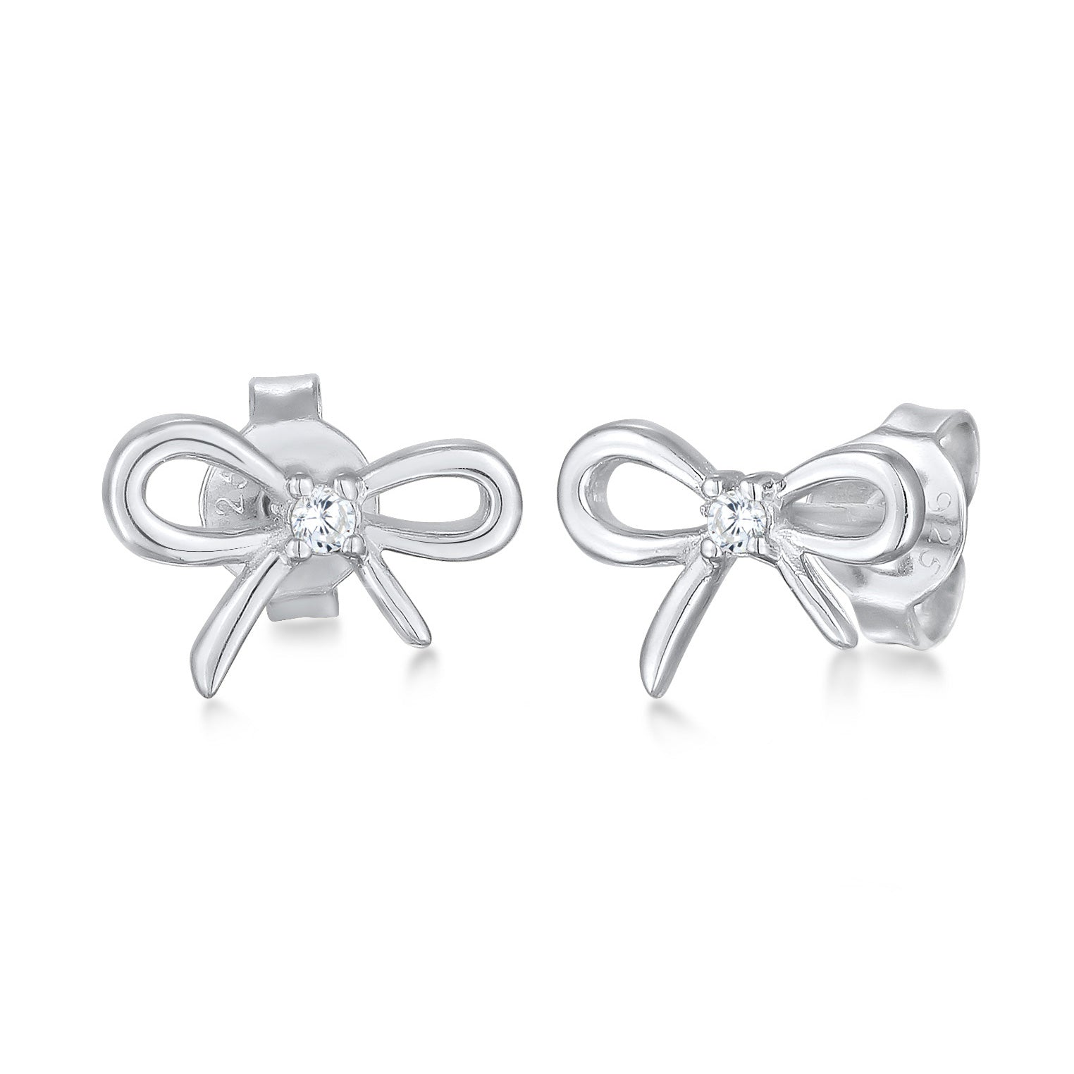 Silver Perhiasan Wanita Perak Asli Anting Ribbon Zirconia Crystal