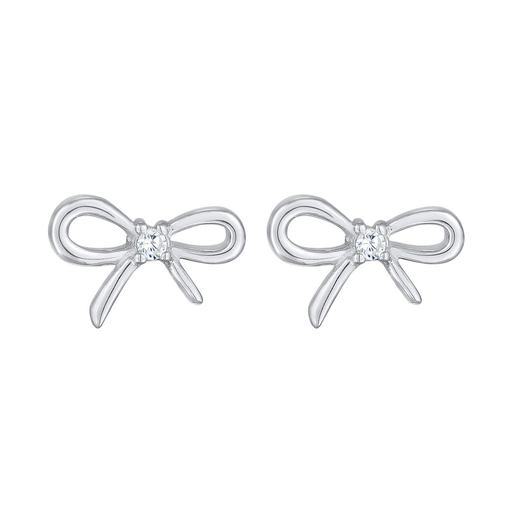 Silver Perhiasan Wanita Perak Asli Anting Ribbon Zirconia Crystal