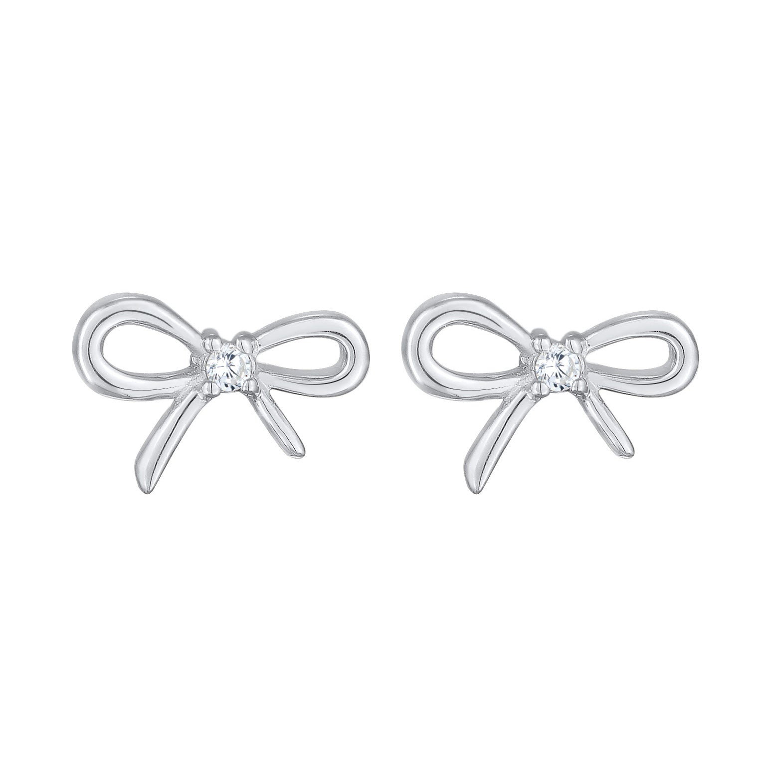 Silver Perhiasan Wanita Perak Asli Anting Ribbon Zirconia Crystal