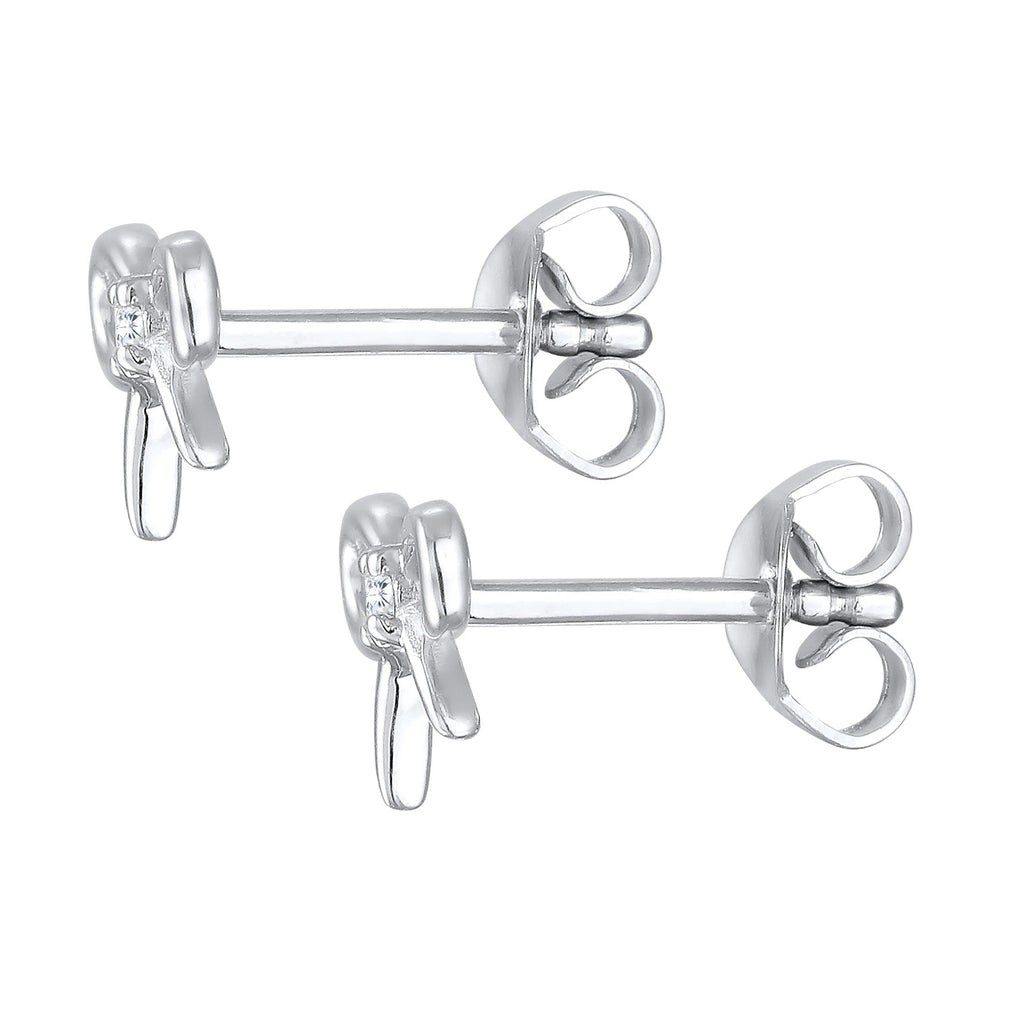 Silver Perhiasan Wanita Perak Asli Anting Ribbon Zirconia Crystal