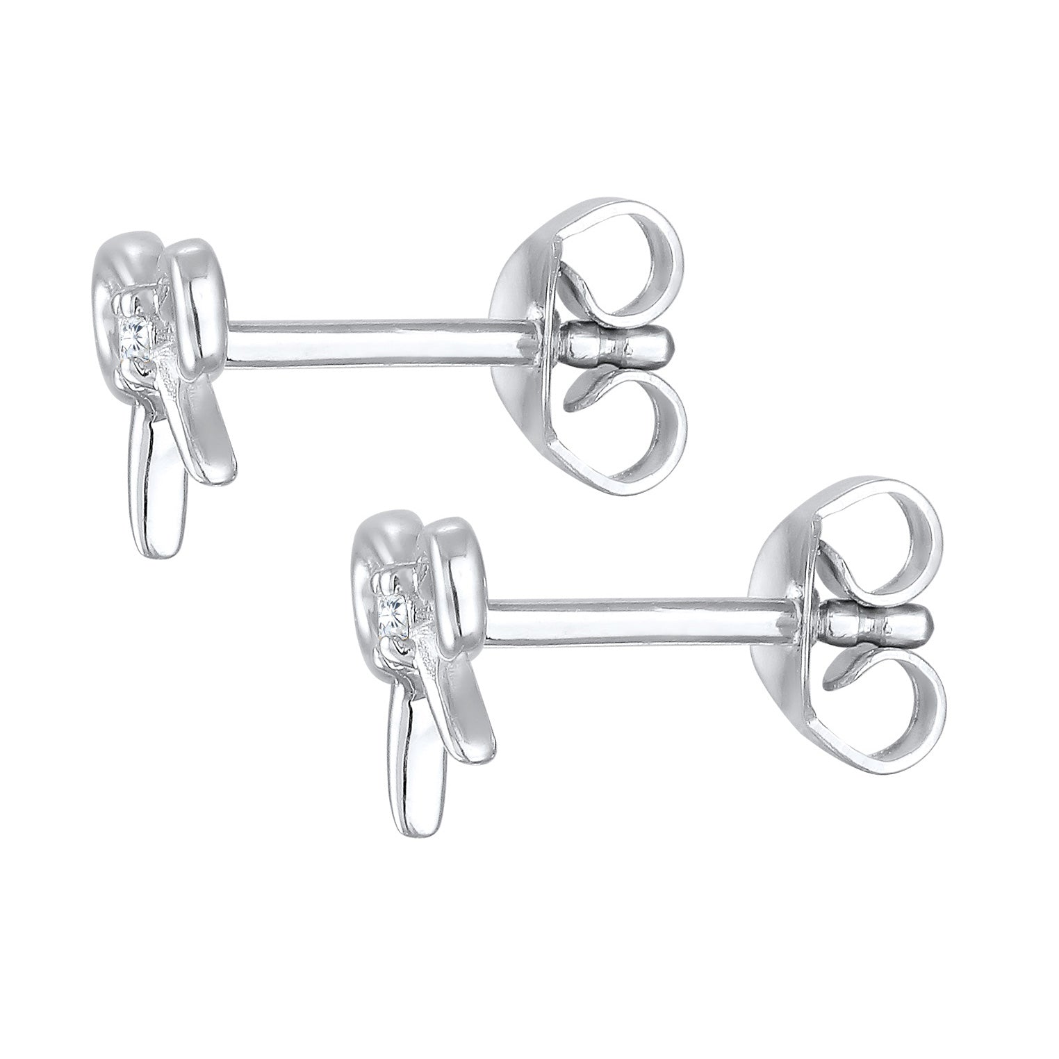 Silver Perhiasan Wanita Perak Asli Anting Ribbon Zirconia Crystal