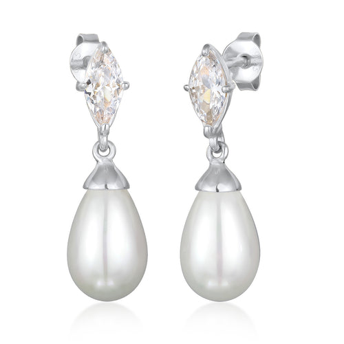 Anting perak 925 dengan zirconia dan mutiara elegan Elli Jewelry