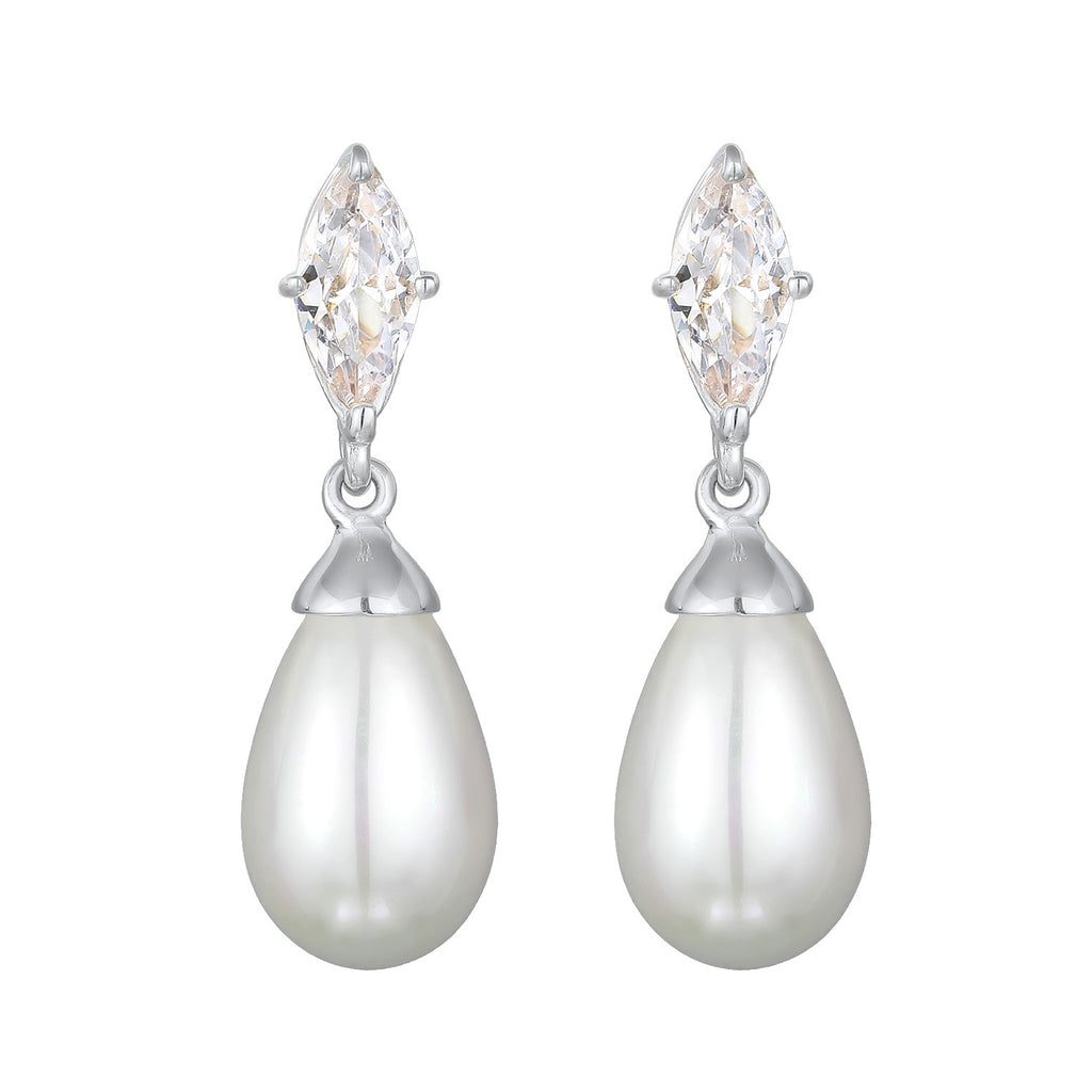 Silver Perhiasan Wanita Perak Asli Anting Stud Zirconia Mutiara