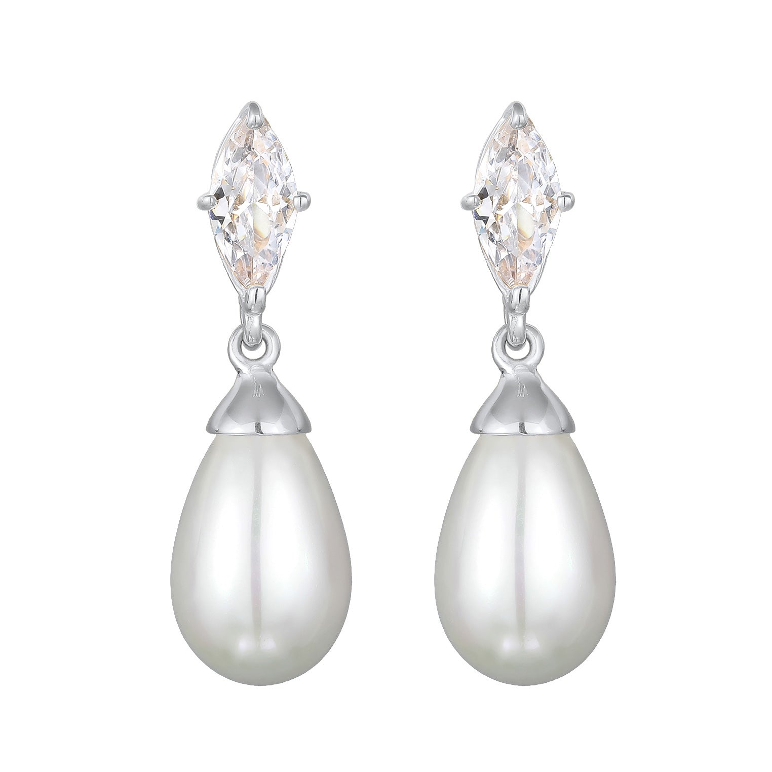 Silver Perhiasan Wanita Perak Asli Anting Stud Zirconia Mutiara