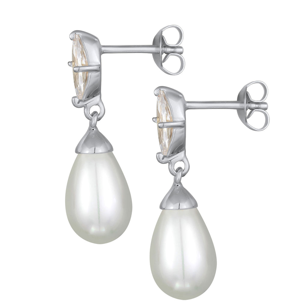 Silver Anting Perhiasan Perak 925 Wanita Stud Zirconia Mutiara