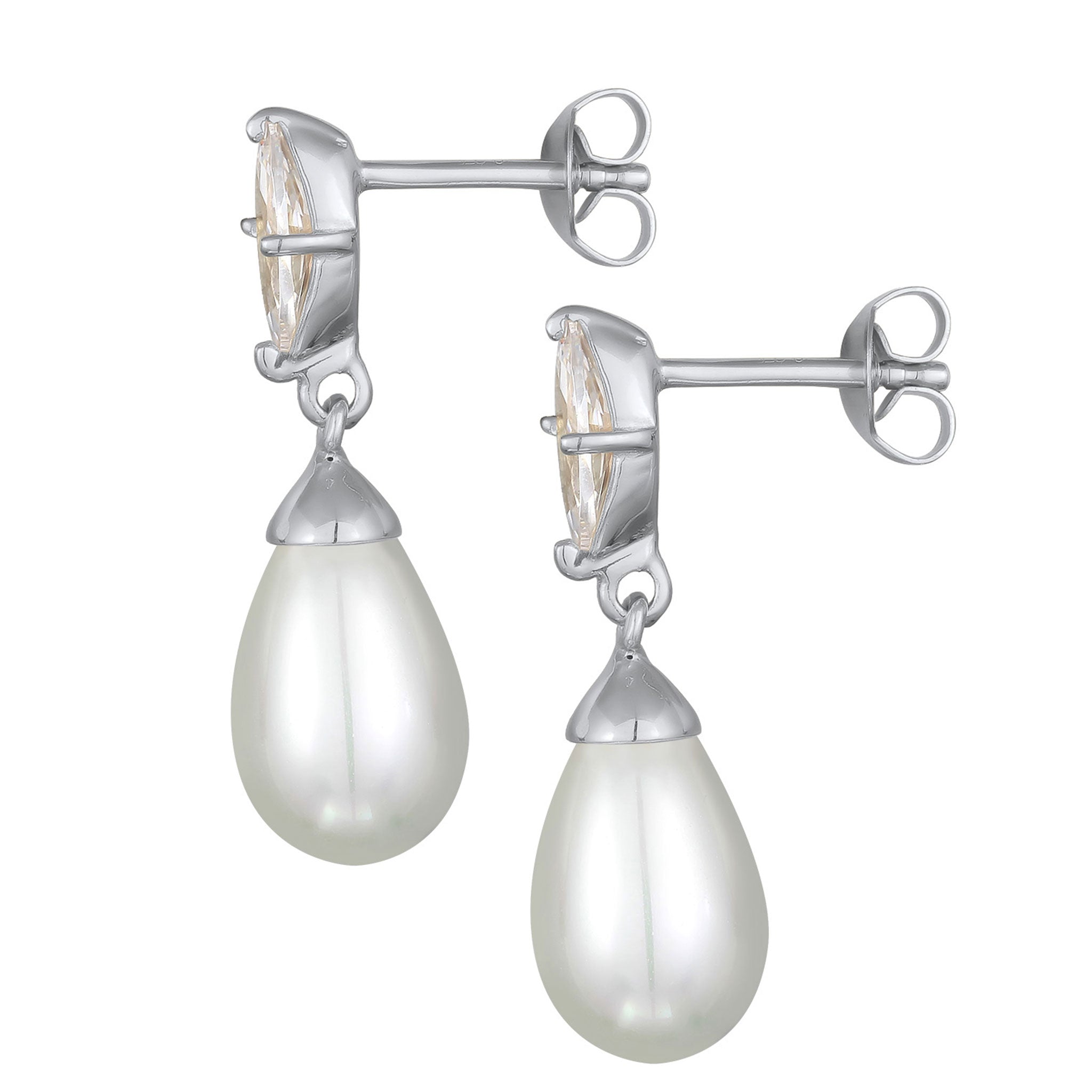 Silver Anting Perhiasan Perak 925 Wanita Stud Zirconia Mutiara