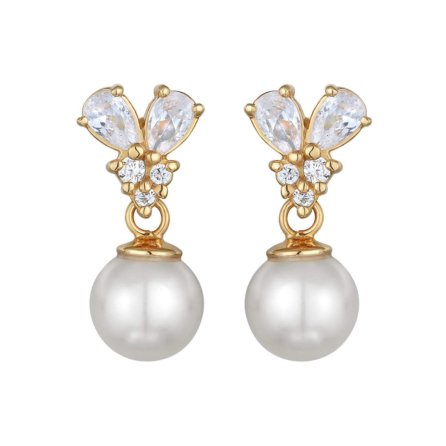 Gold Anting Perhiasan Perak 925 Wanita Stud Ball Synthetic Pearl Gold Plated