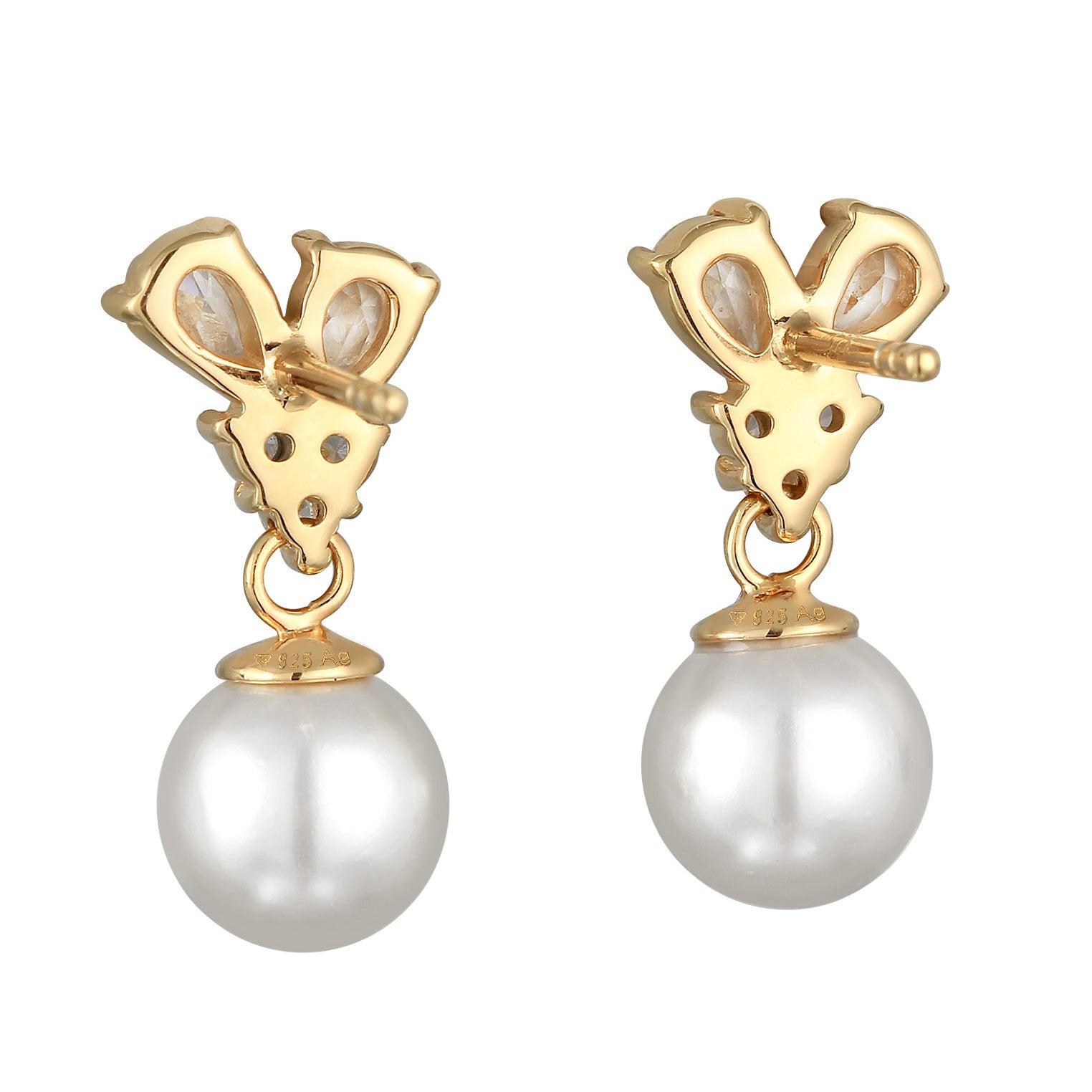 Gold Anting Perhiasan Perak 925 Wanita Stud Ball Synthetic Pearl Gold Plated