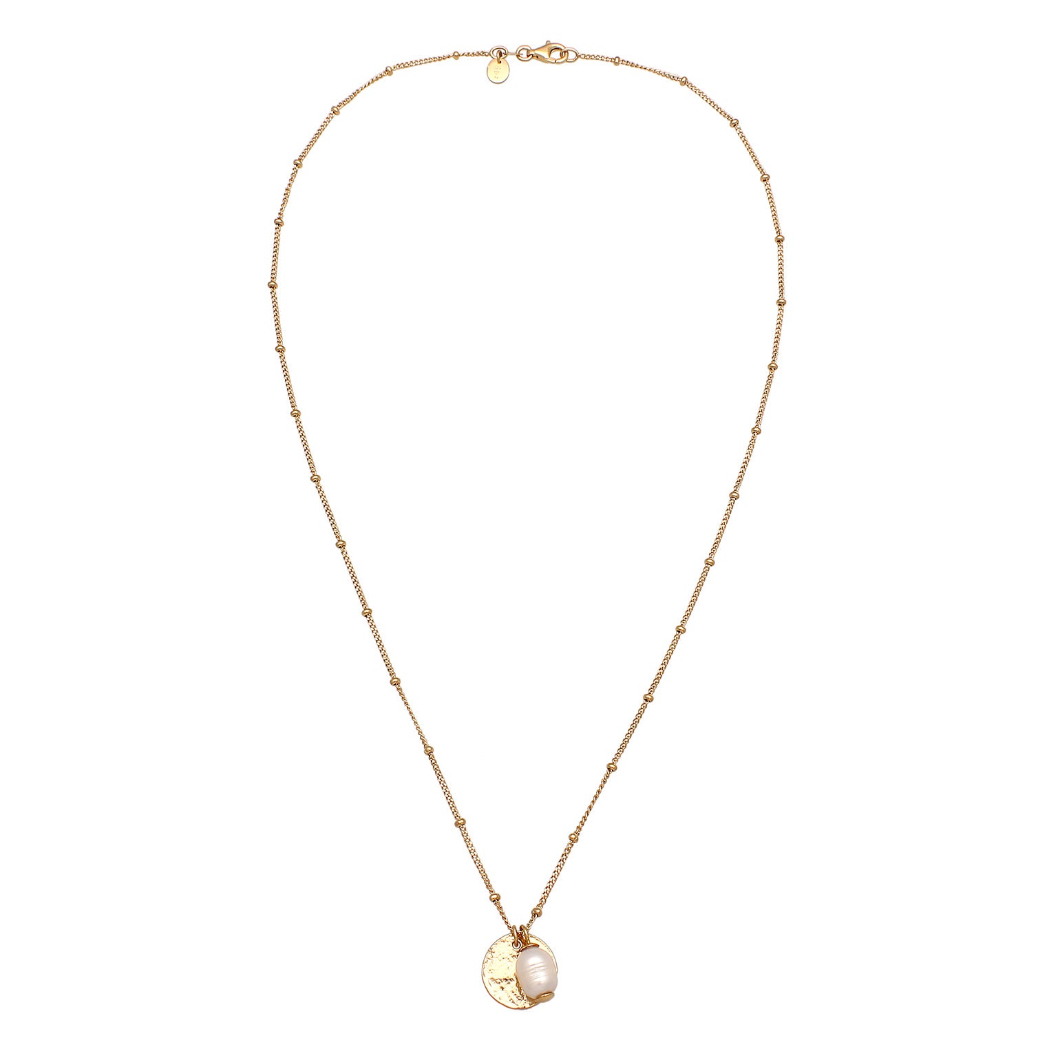 Gold Perhiasan Wanita Perak Asli - Silver Kalung Balls Freshwater Cultured Pearl Lapis Emas