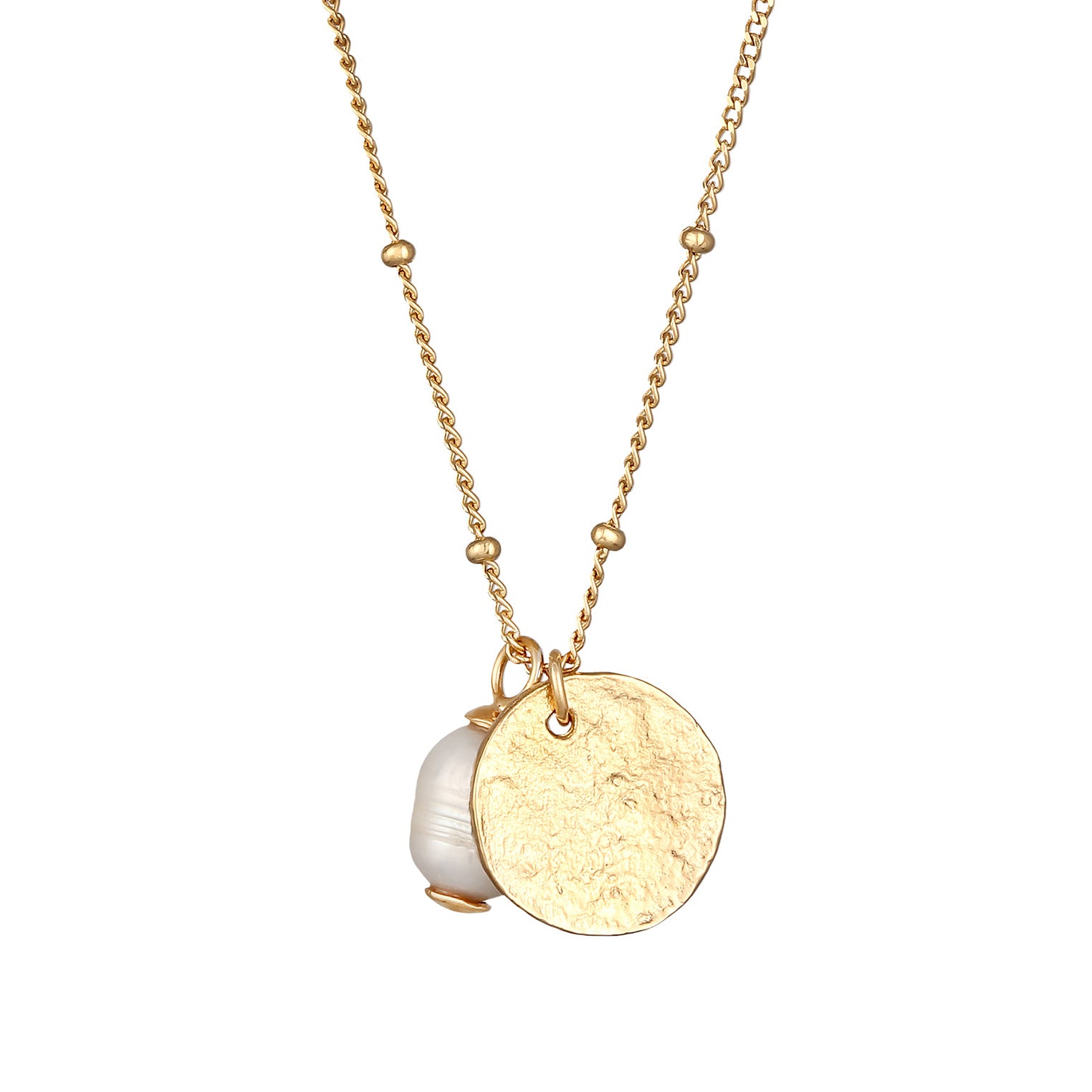 Gold Perhiasan Wanita Perak Asli - Silver Kalung Balls Freshwater Cultured Pearl Lapis Emas