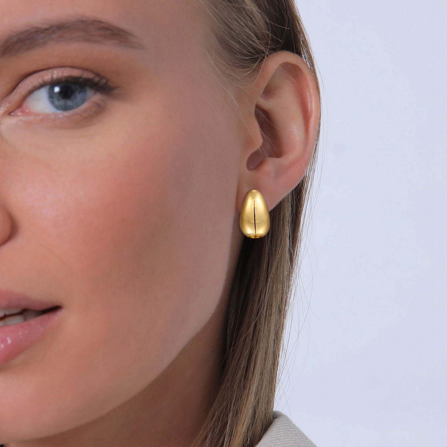 Gold Perhiasan Wanita Perak Asli - Silver Anting Drop Chunky Gold Plated