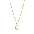 Gold Kalung Perhiasan Perak 925 Wanita Crescent Moon Astro Gold Plated