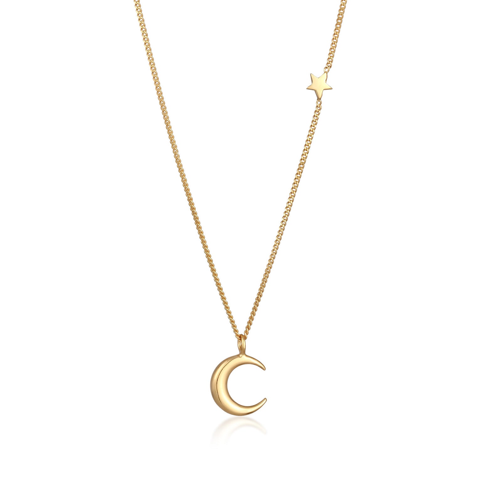 Gold Perhiasan Wanita Perak Asli - Silver Kalung Crescent Moon Astro Lapis Emas
