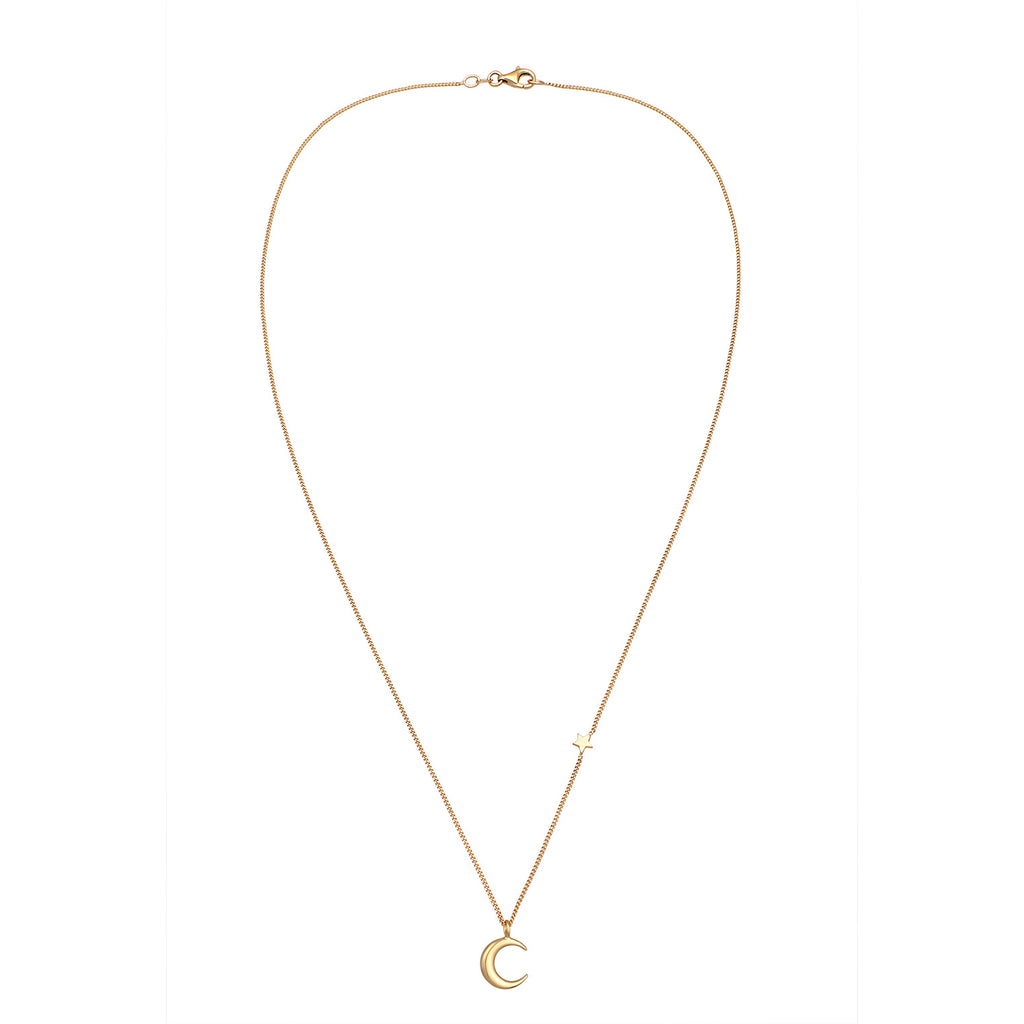 Gold Perhiasan Wanita Perak Asli - Silver Kalung Crescent Moon Astro Lapis Emas