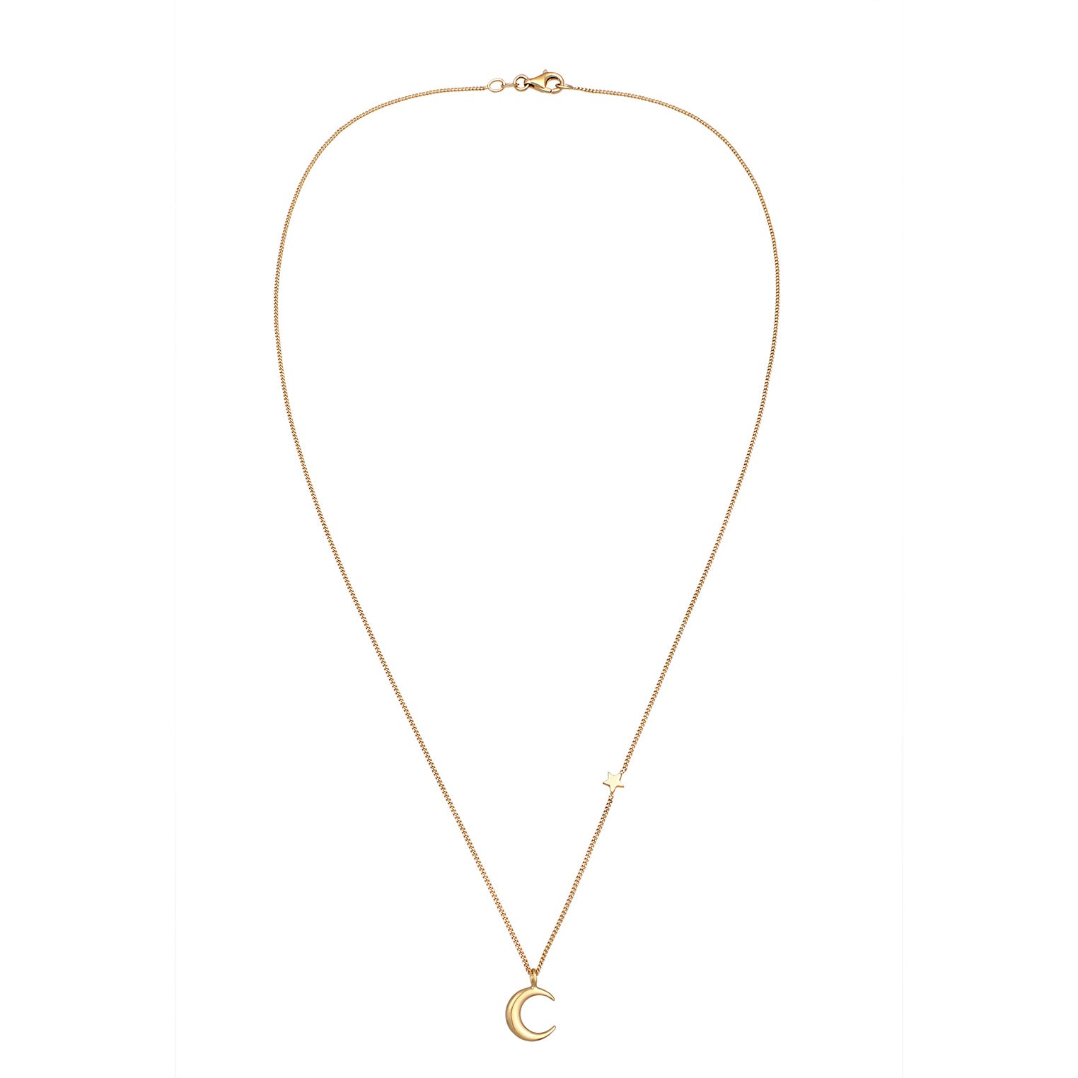 Gold Perhiasan Wanita Perak Asli - Silver Kalung Crescent Moon Astro Lapis Emas