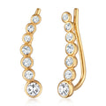 Gold Anting Perhiasan Perak 925 Wanita Ear Climber Crystals Elegant Gold Plated
