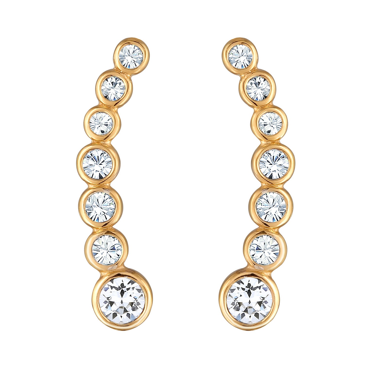 Gold Perhiasan Wanita Perak Asli Lapis Emas Anting Ear Climber Crystals Elegant