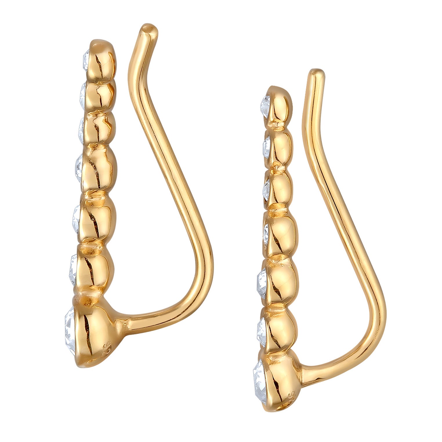 Gold Perhiasan Wanita Perak Asli Lapis Emas Anting Ear Climber Crystals Elegant