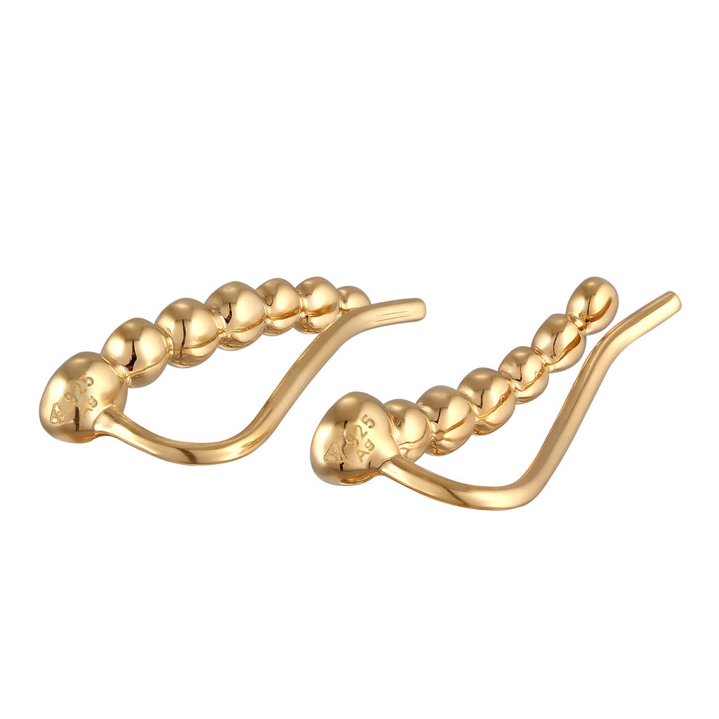Gold Perhiasan Wanita Perak Asli Lapis Emas Anting Ear Climber Crystals Elegant