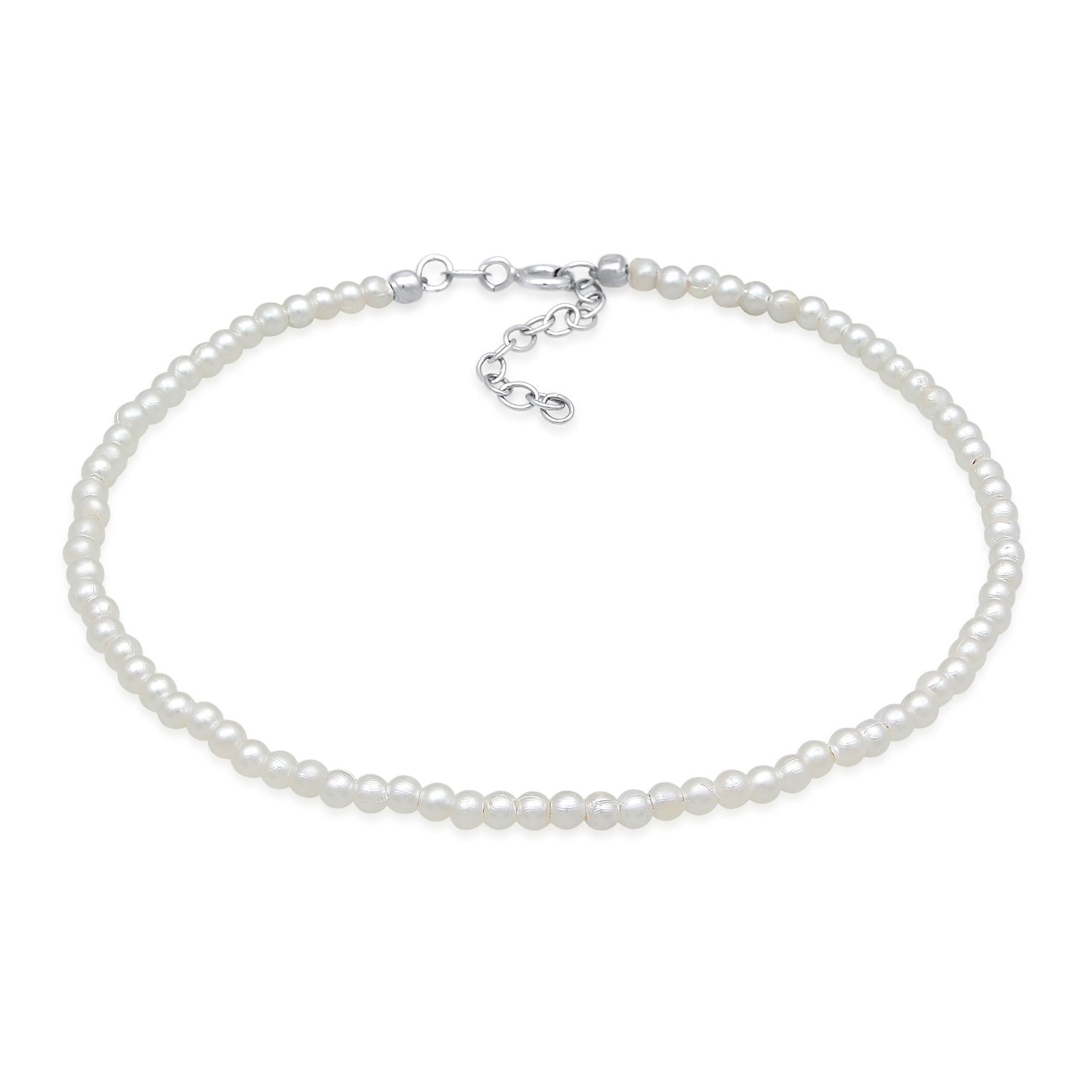 Silver Perhiasan Wanita Perak Asli Gelang Kaki Ball Synthetic Pearl