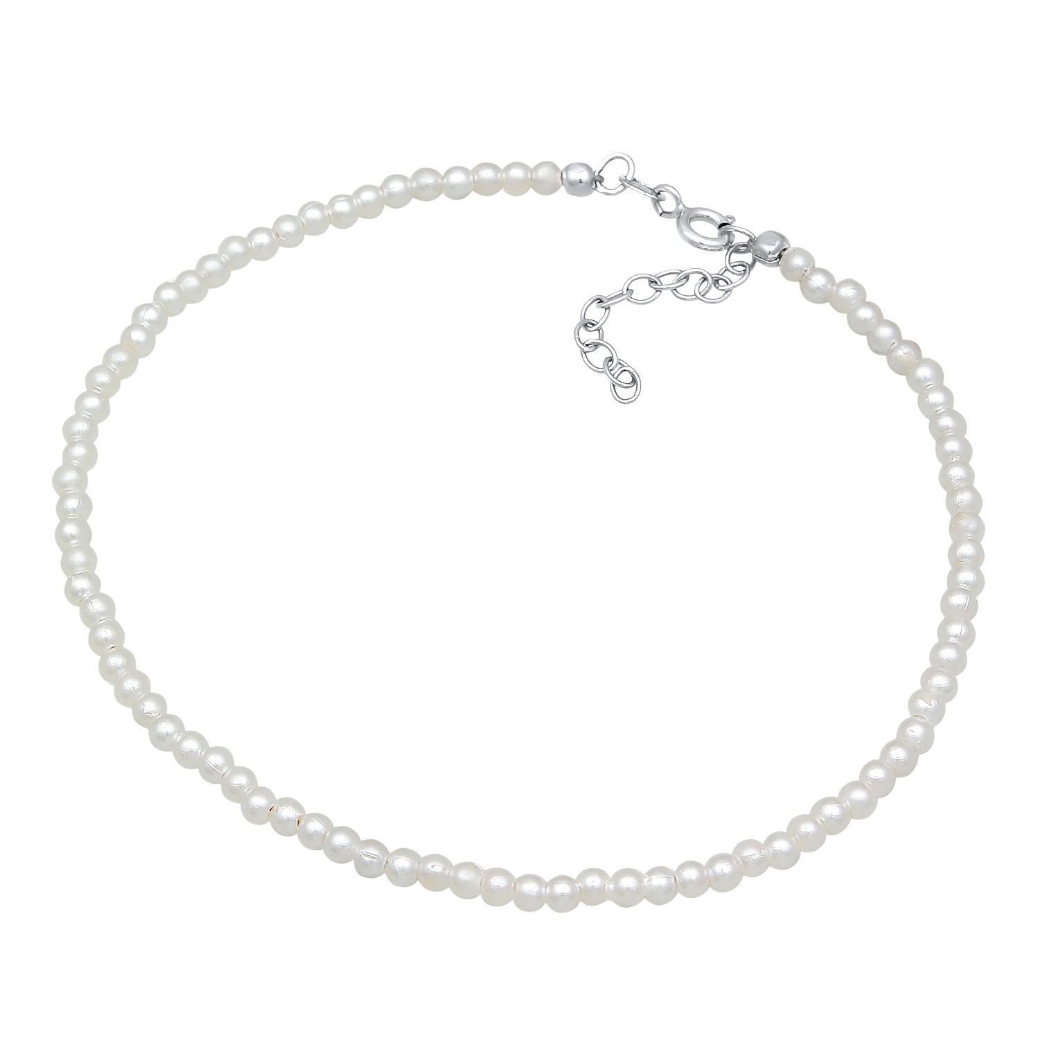 Silver Perhiasan Wanita Perak Asli Gelang Kaki Ball Synthetic Pearl
