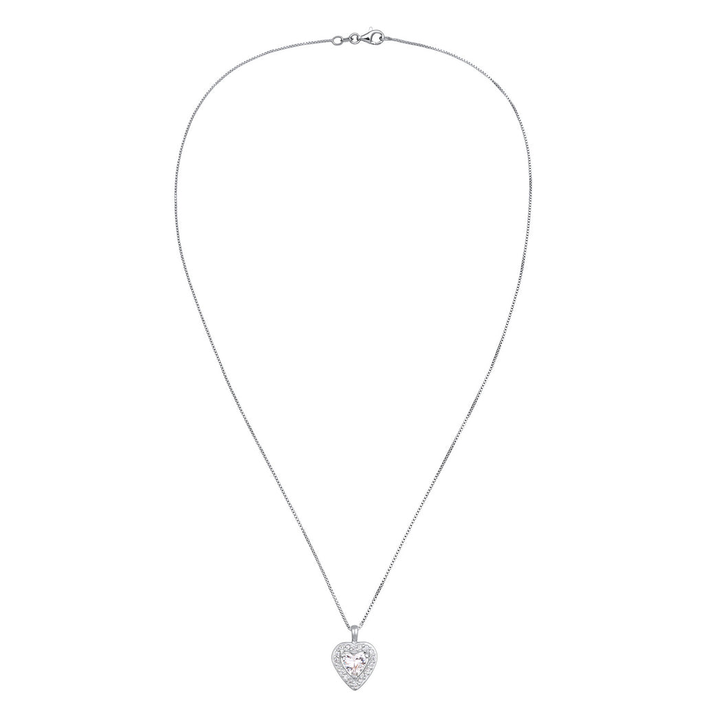 Silver Perhiasan Wanita Perak Asli Kalung Heart Zirconia