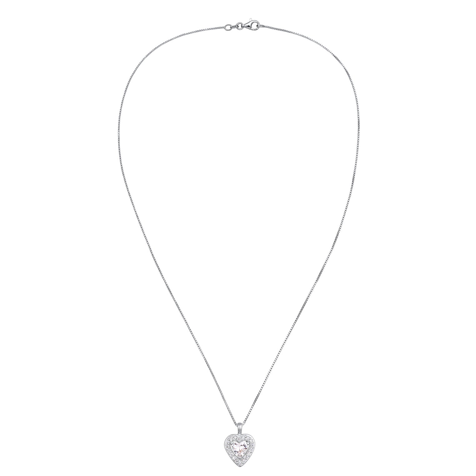 Silver Perhiasan Wanita Perak Asli Kalung Heart Zirconia