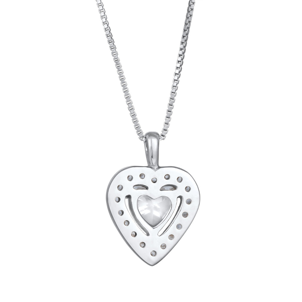 Silver Perhiasan Wanita Perak Asli Kalung Heart Zirconia