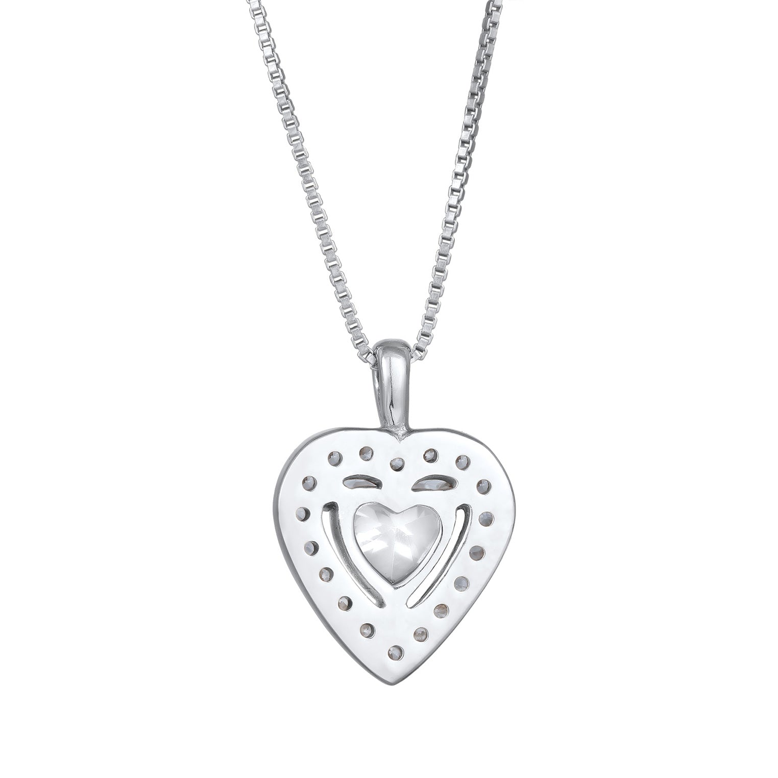 Silver Perhiasan Wanita Perak Asli Kalung Heart Zirconia