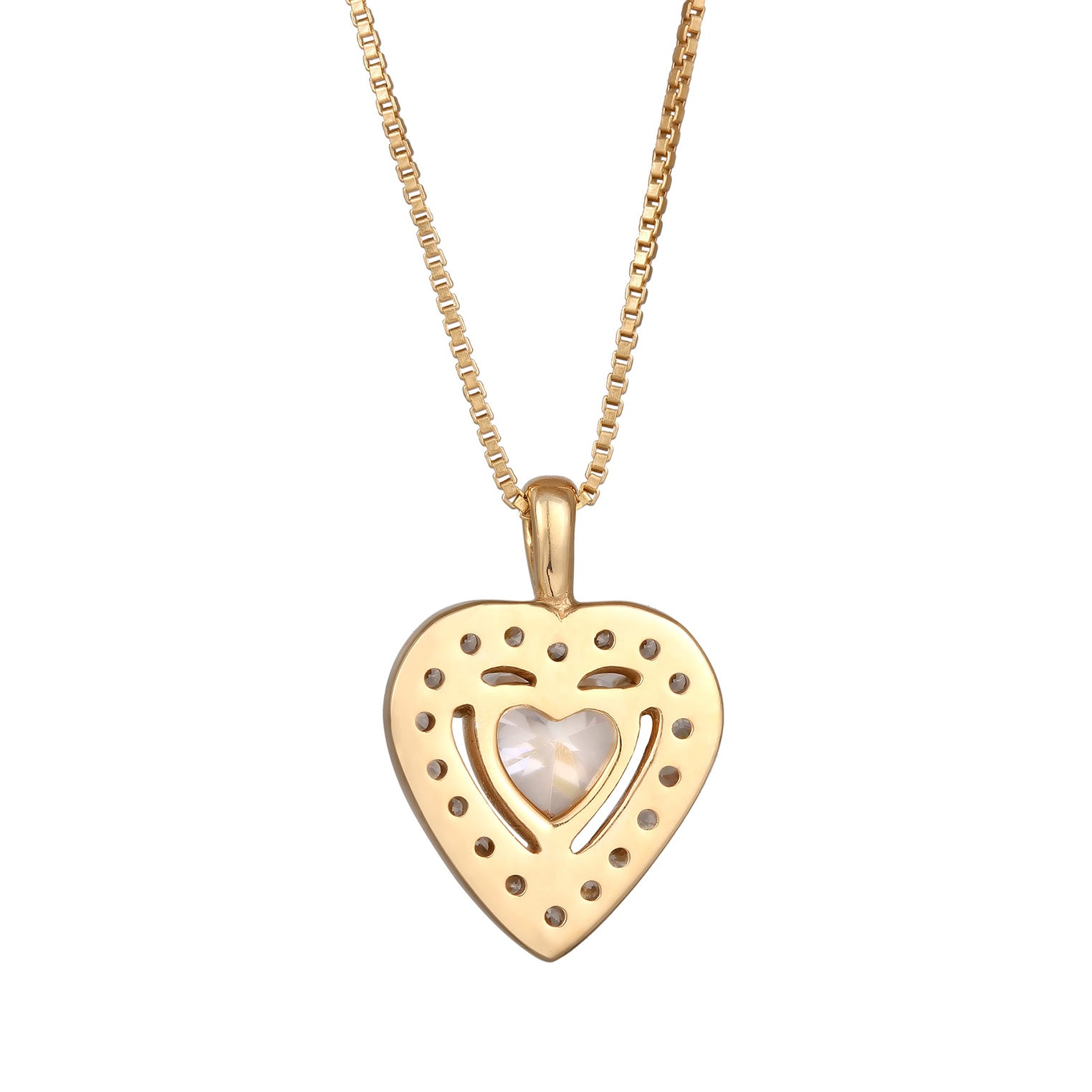 Gold Perhiasan Wanita Perak Asli Lapis Emas Kalung Heart Zirconia