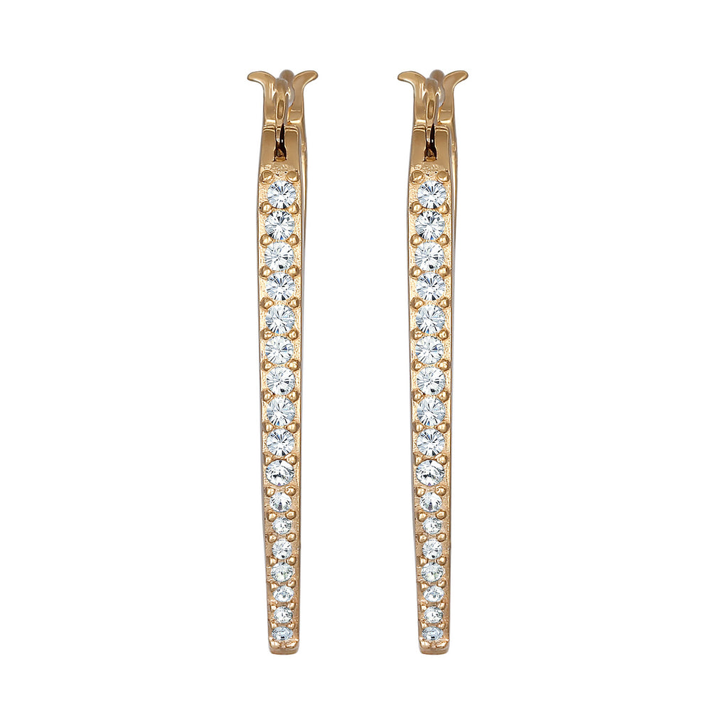 Gold Anting Perhiasan Perak 925 Wanita Oval Creoles Crystals Gold Plated