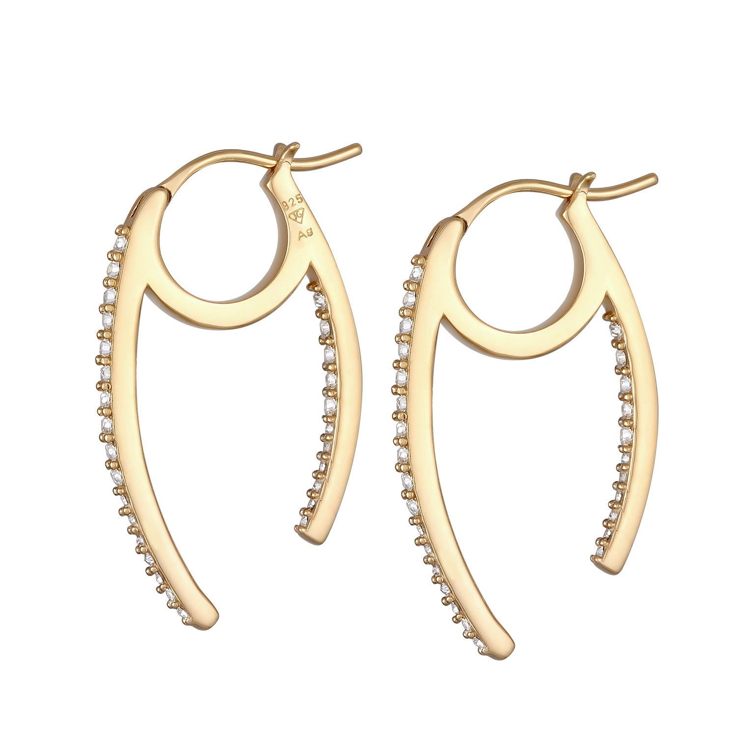 Gold Anting Perhiasan Perak 925 Wanita Oval Creoles Crystals Gold Plated