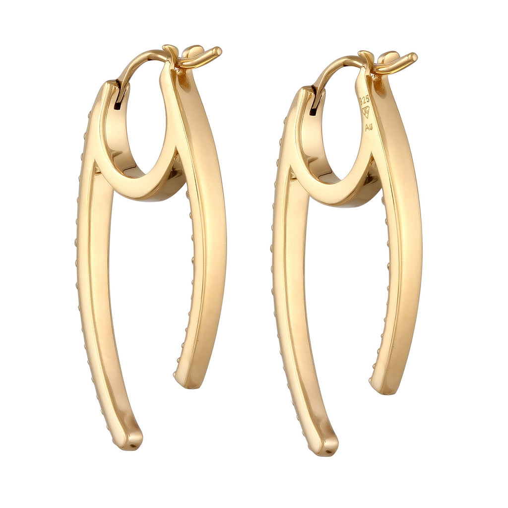 Gold Anting Perhiasan Perak 925 Wanita Oval Creoles Crystals Gold Plated