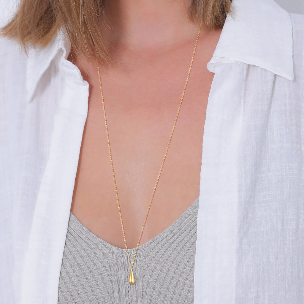 Gold Perhiasan Wanita Perak Asli - Silver Kalung Drop Pendant Gold Plated