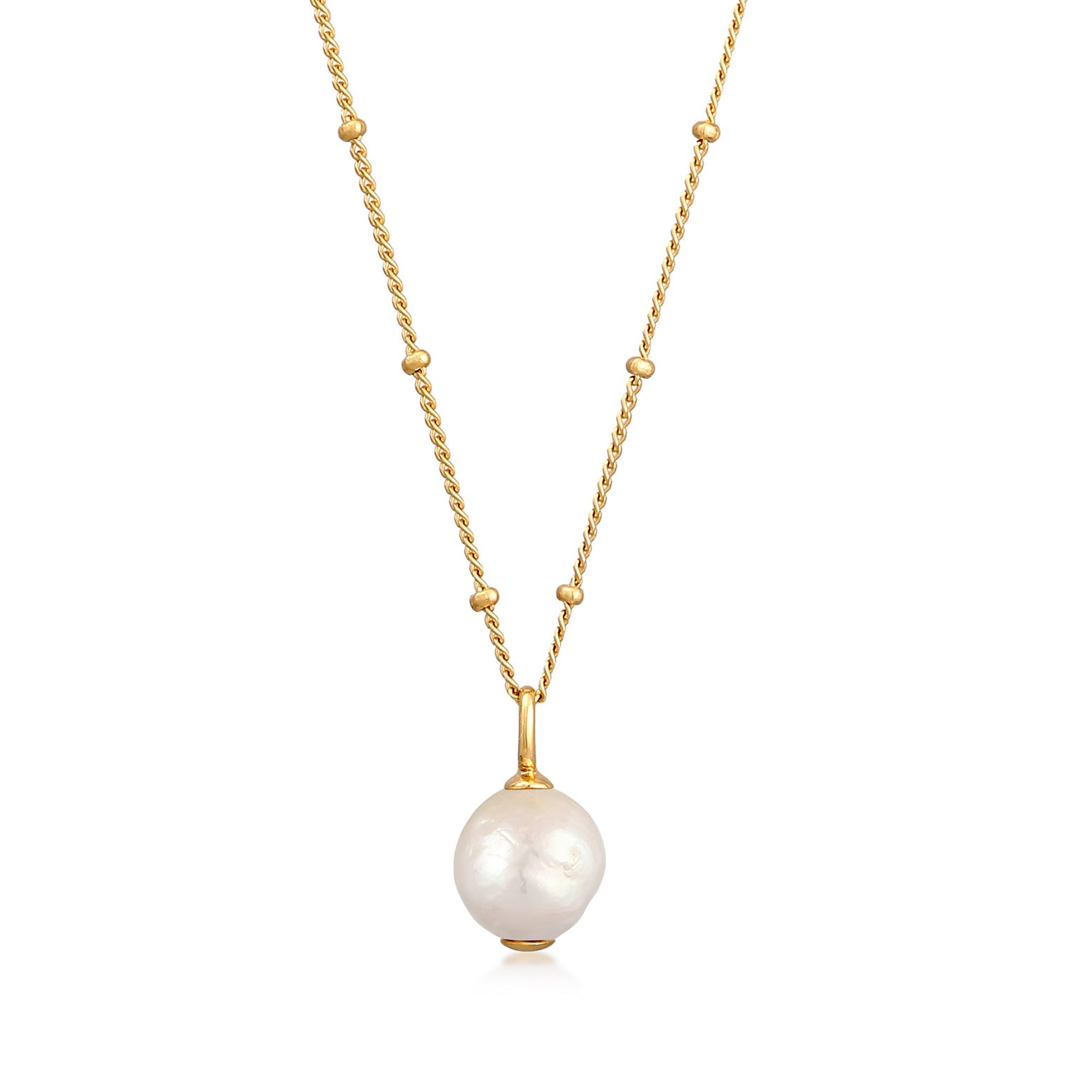 Gold Kalung Perhiasan Perak 925 Wanita Baroque Freshwater Pearl Gold Plated