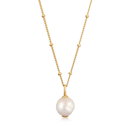 Gold Kalung Perhiasan Perak 925 Wanita Baroque Freshwater Pearl Gold Plated