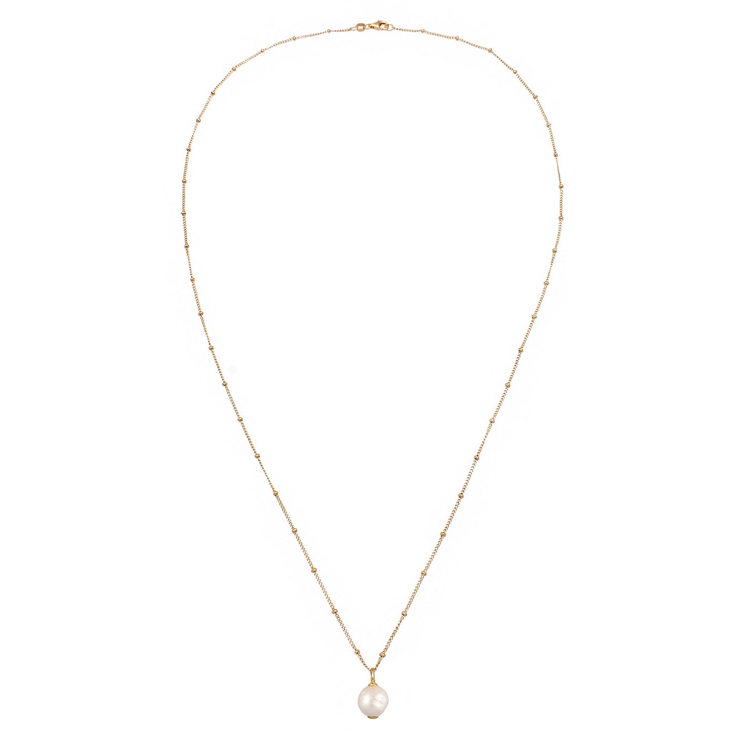 Gold Kalung Perhiasan Perak 925 Wanita Baroque Freshwater Pearl Gold Plated