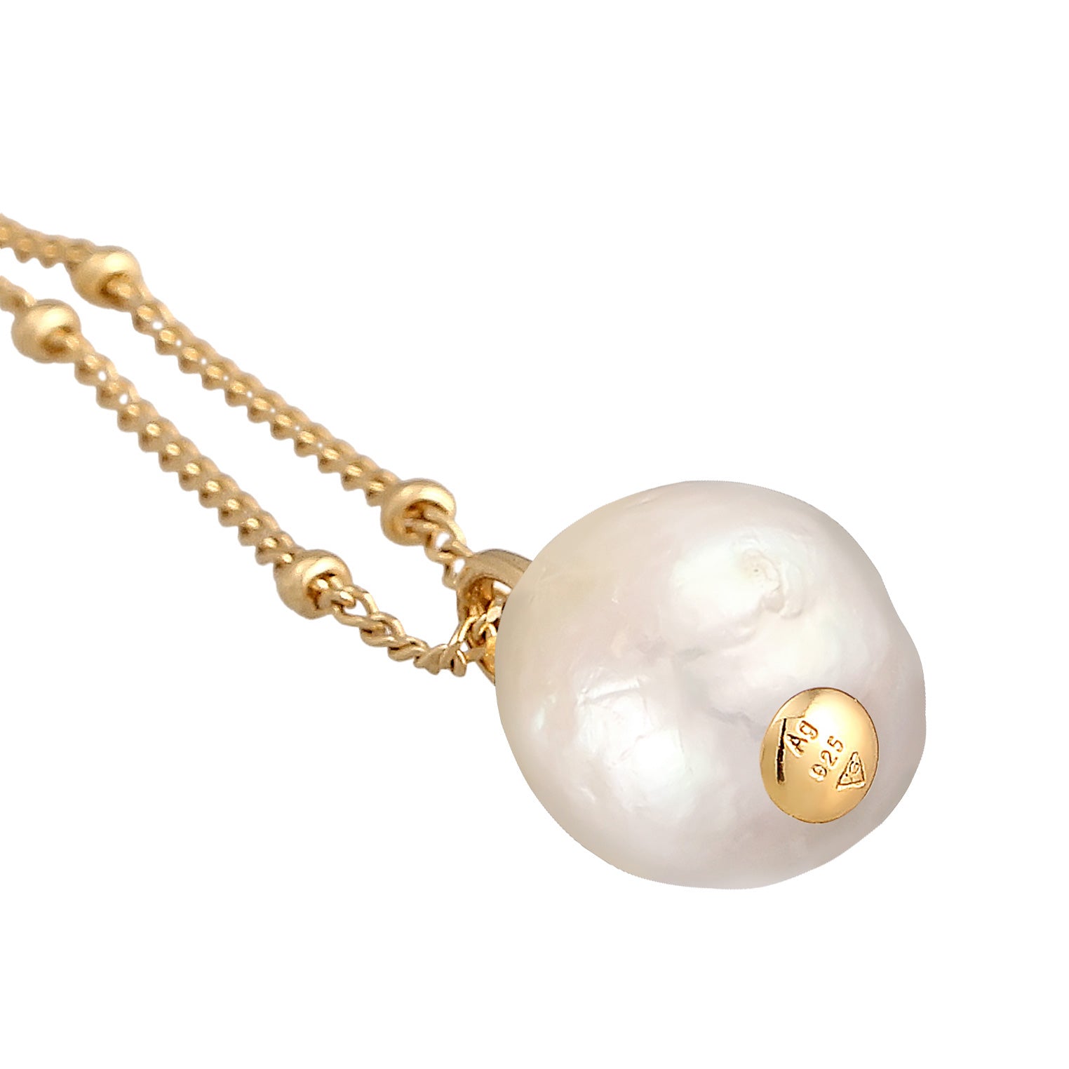 Gold Kalung Perhiasan Perak 925 Wanita Baroque Freshwater Pearl Gold Plated